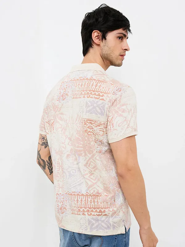 SPYKAR cotton beige t-shirt for men