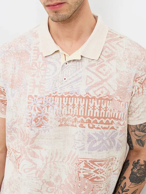 SPYKAR cotton beige t-shirt for men