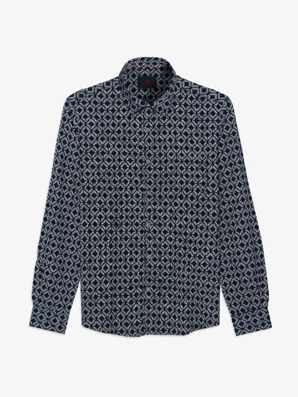 Spykar cotton black printed shirt