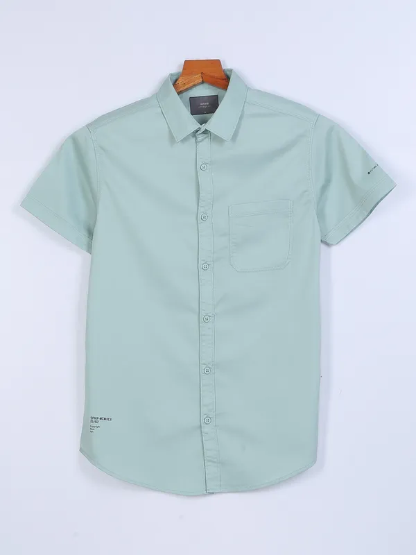 Spykar cotton casual shirt in mint green
