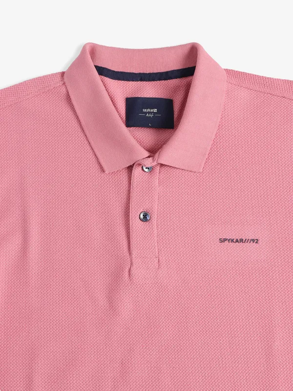 Spykar cotton pink polo t-shirt