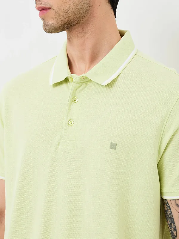 SPYKAR cotton pista green t-shirt for men
