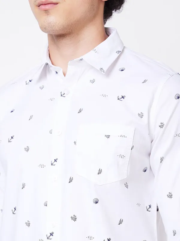 SPYKAR cotton printed white casual t-shirt