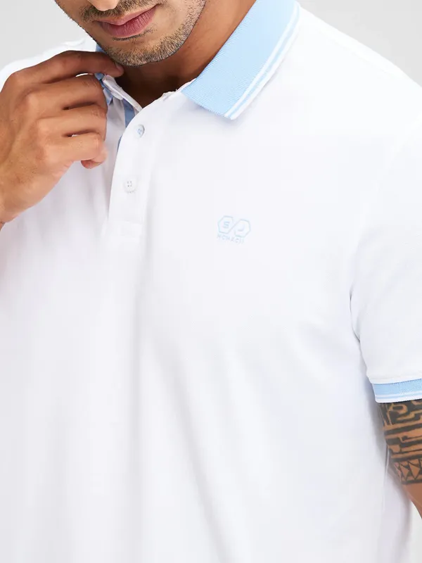 SPYKAR cotton white polo t-shirt