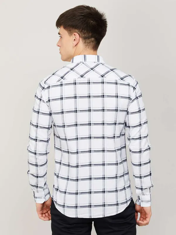 Spykar cotton white shirt in checks