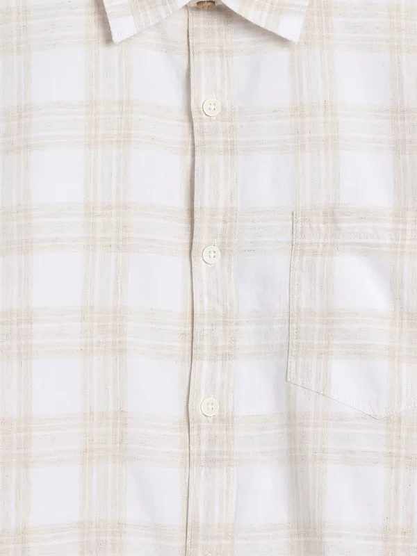 Spykar cream cotton checks shirt