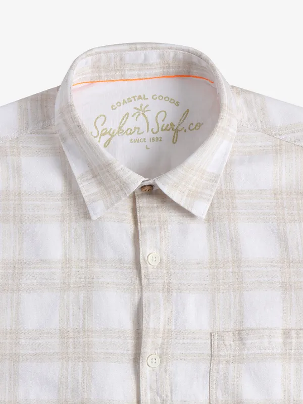 Spykar cream cotton checks shirt