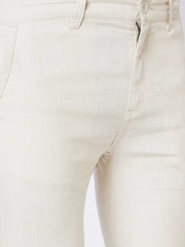 SPYKAR cream linen trouser
