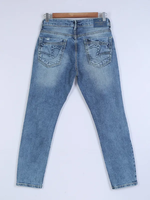 Spykar dark blue ripped and washed jeans
