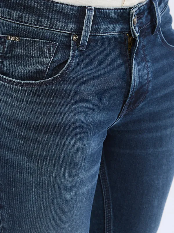 SPYKAR dark blue slim fit washed denim jeans