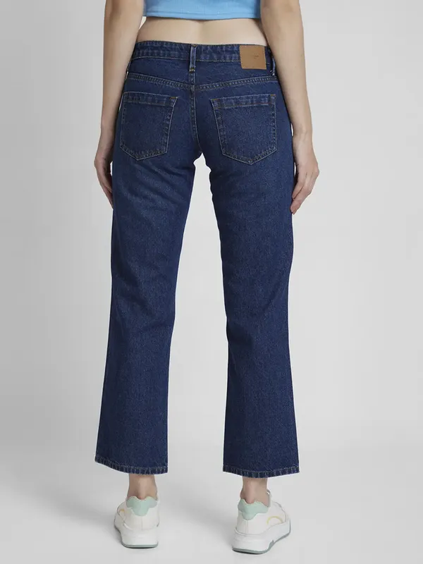 Spykar dark blue solid straight jeans