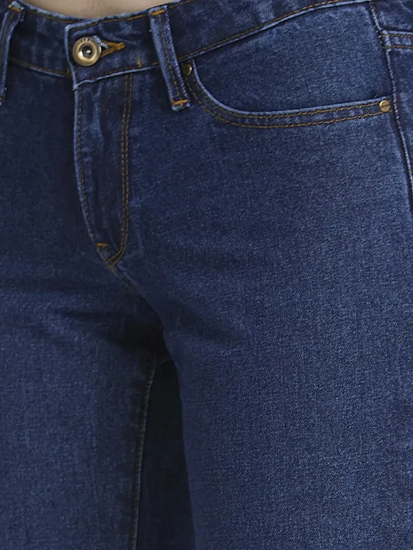 Spykar dark blue solid straight jeans