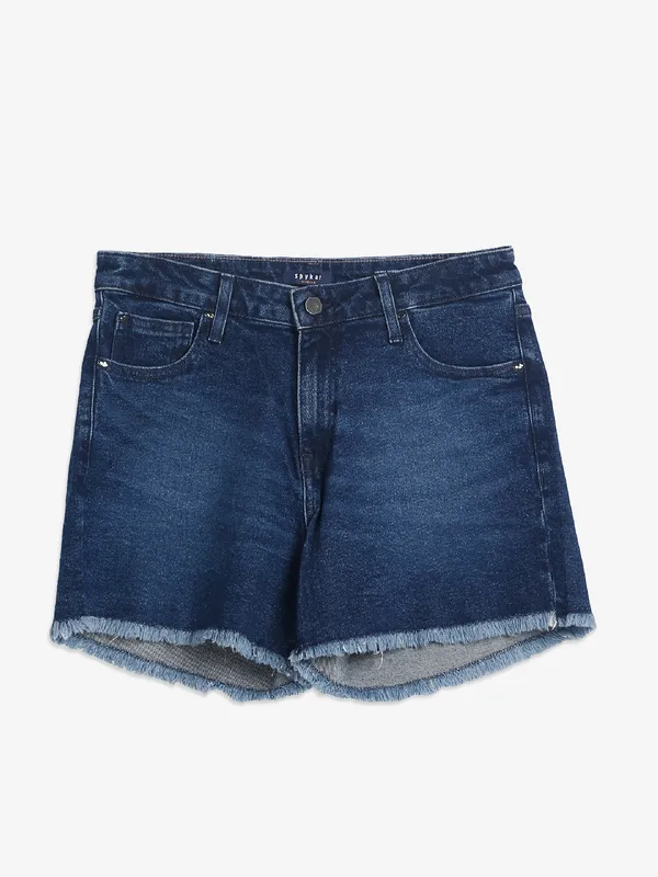 Spykar dark blue washed shorts