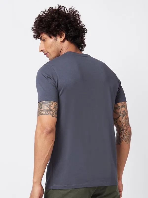 Spykar dark grey cotton t shirt in printed