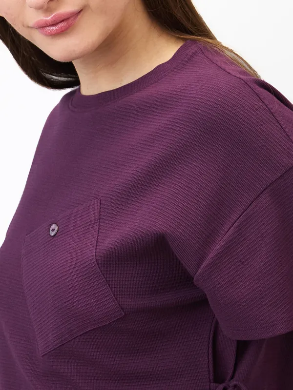 SPYKAR dark purple cotton crop top