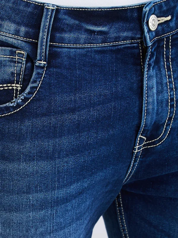 SPYKAR deep blue washed slim tapered fit denim jeans