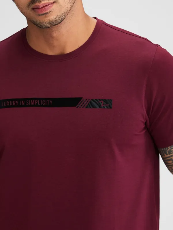 SPYKAR grape purple solid cotton t-shirt