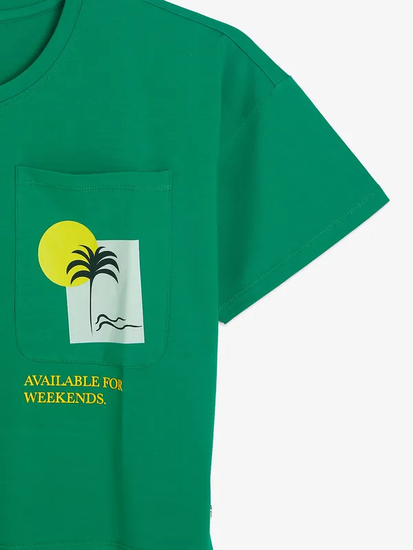 SPYKAR green printed crop top