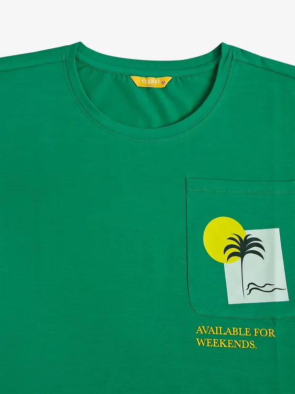 SPYKAR green printed crop top