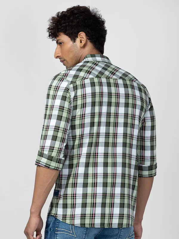 Spykar green checks shirt