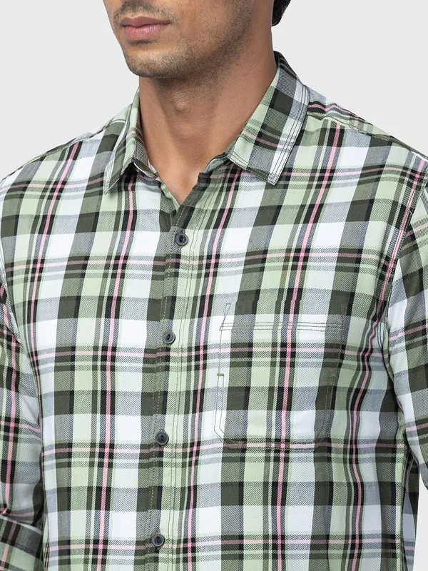 Spykar green checks shirt