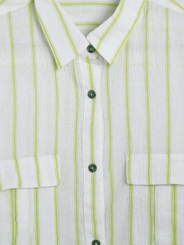 Spykar green stripe shirt