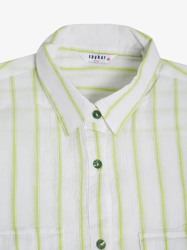 Spykar green stripe shirt