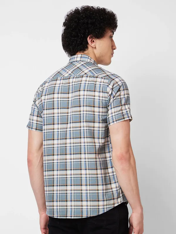 SPYKAR grey checks cotton shirt
