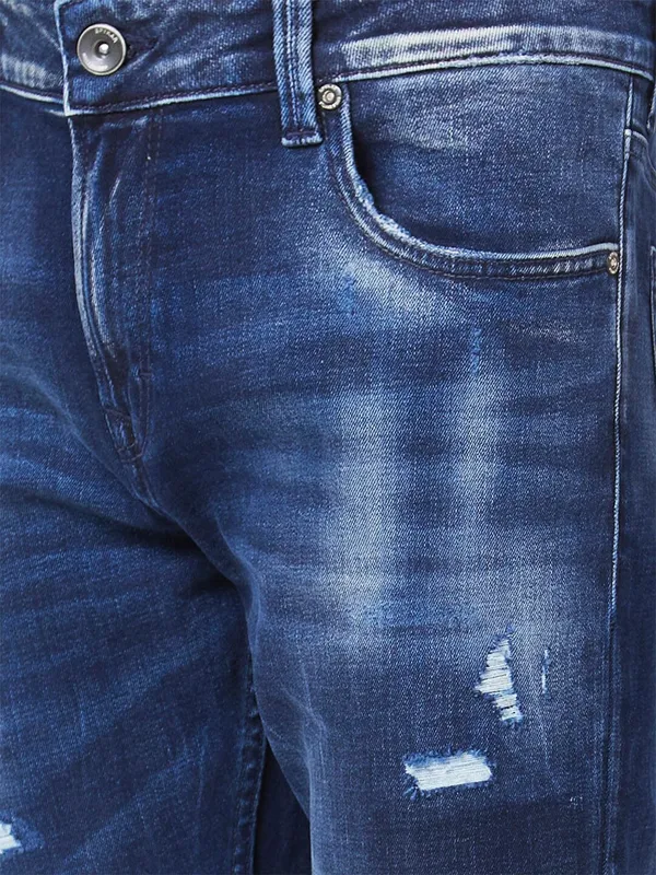 Spykar indigo blue slim taper fit jeans