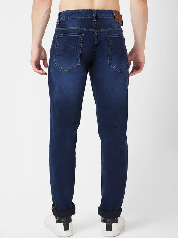 Spykar indigo blue washed skinny fit jeans
