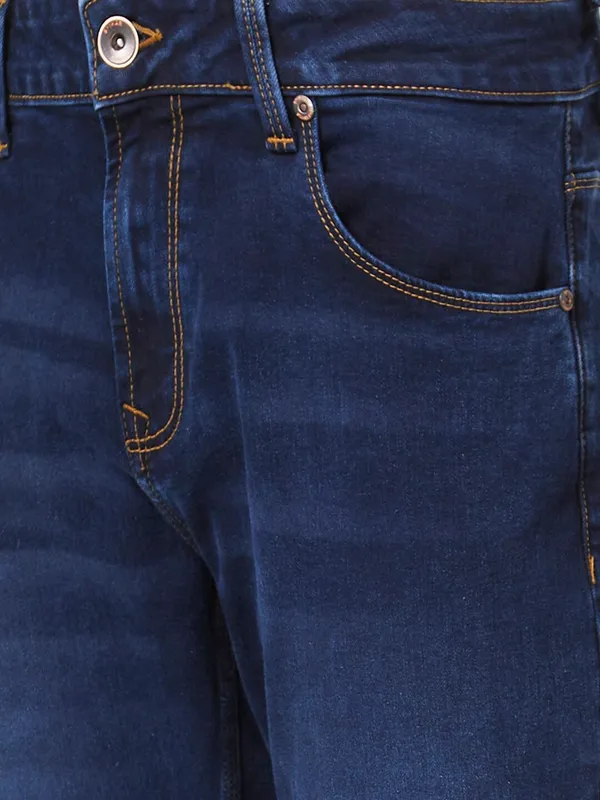 Spykar indigo blue washed skinny fit jeans