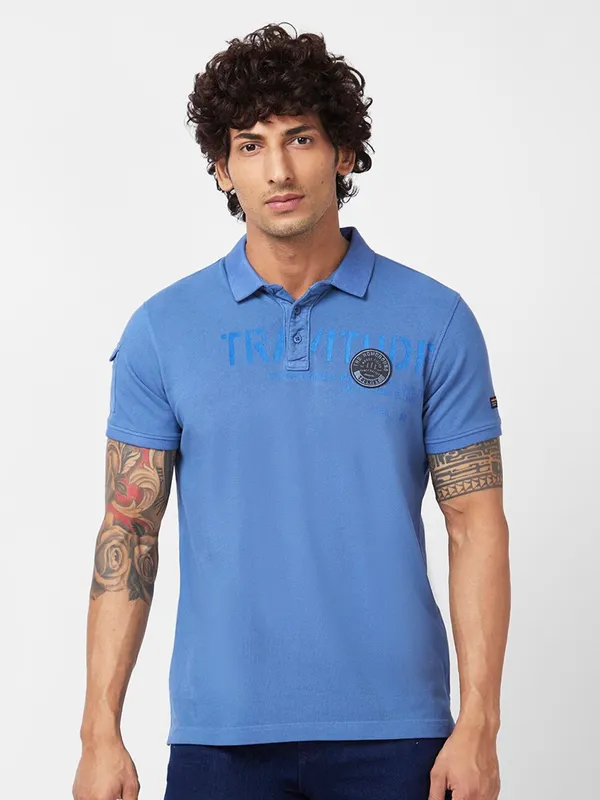 Spykar ink blue cotton t shirt