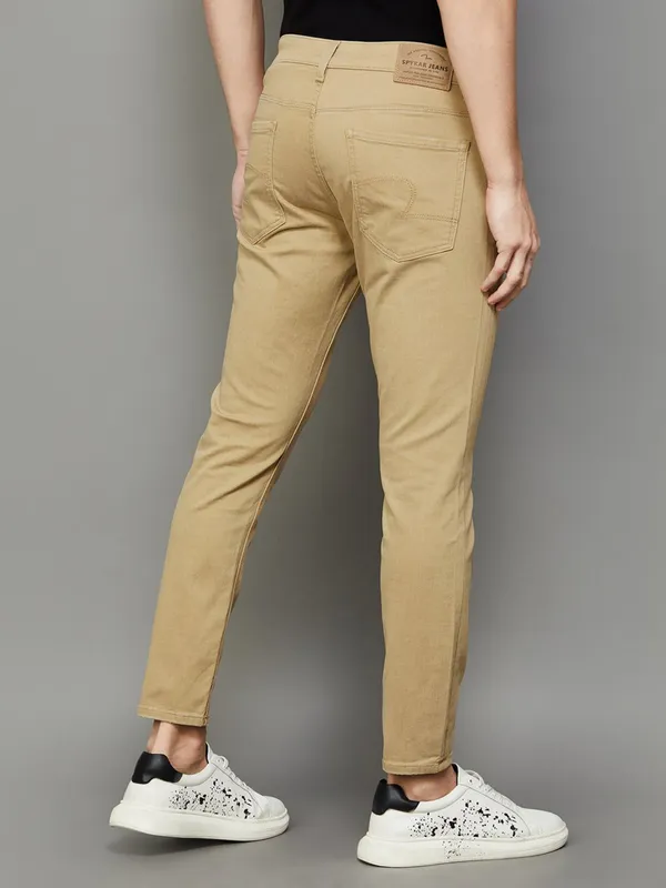 SPYKAR khakhi solid  cotton jeans