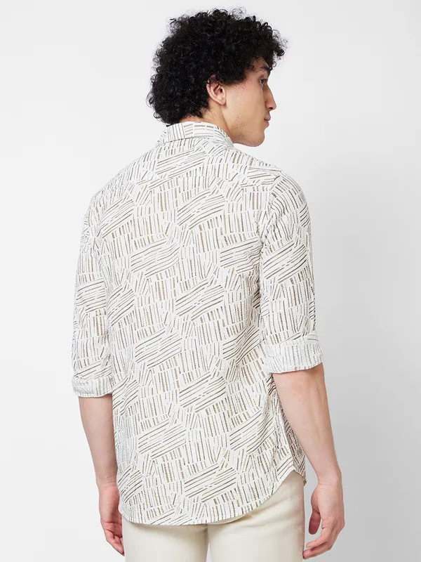 Spykar khaki printed shirt