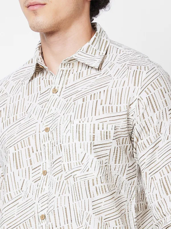 Spykar khaki printed shirt