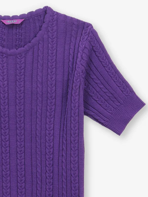 SPYKAR Knitted purple t-shirt for women for women