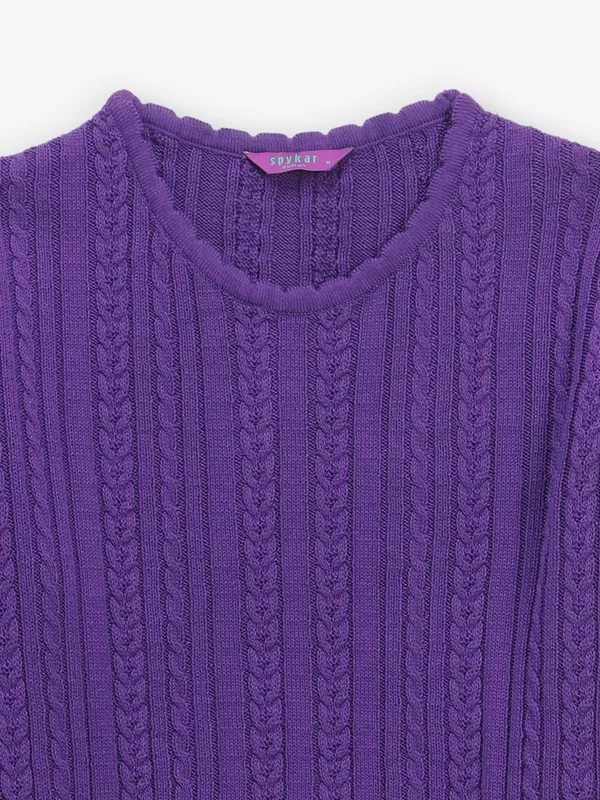 SPYKAR Knitted purple t-shirt for women for women
