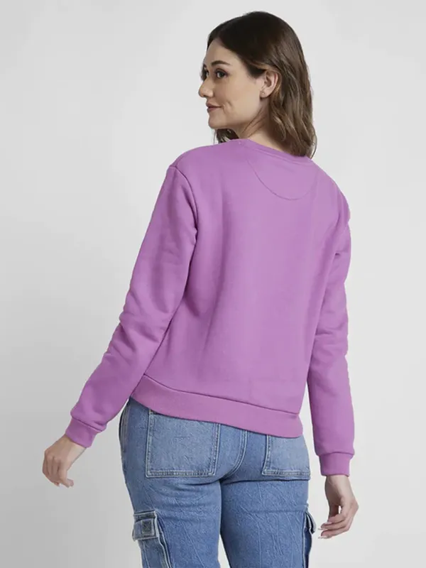 Spykar lavender cotton sweatshirt