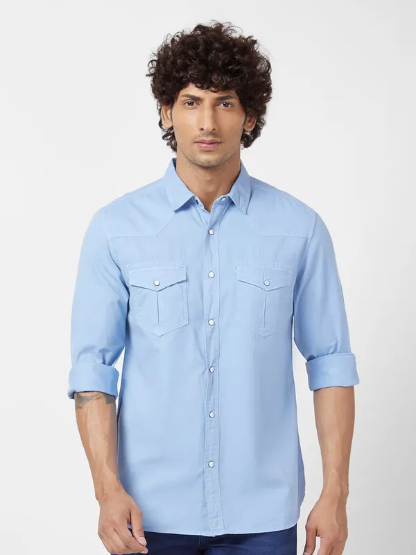 Spykar light blue denim shirt