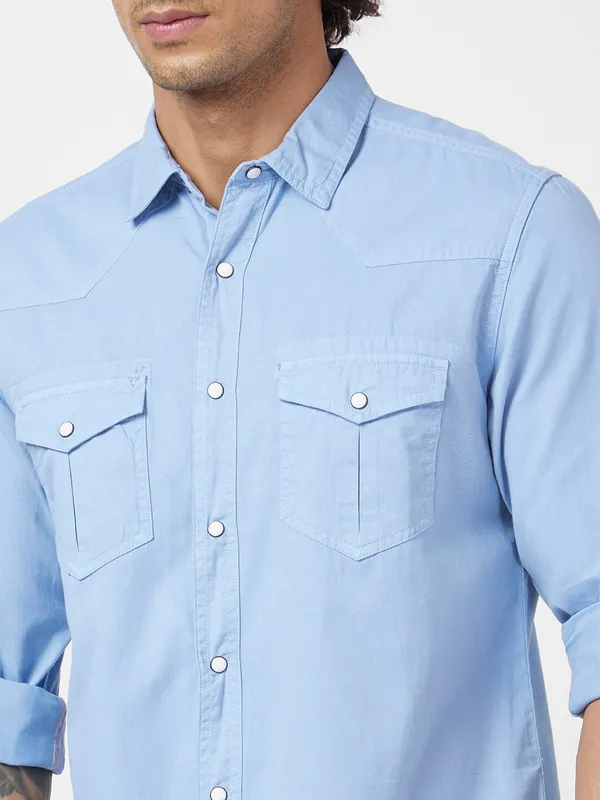 Spykar light blue denim shirt