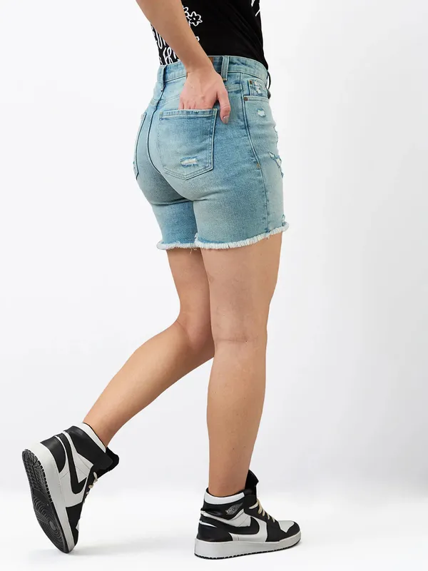 SPYKAR light blue ripped denim shorts