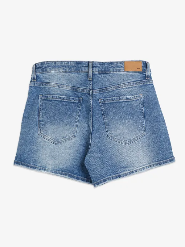 Spykar light blue washed shorts