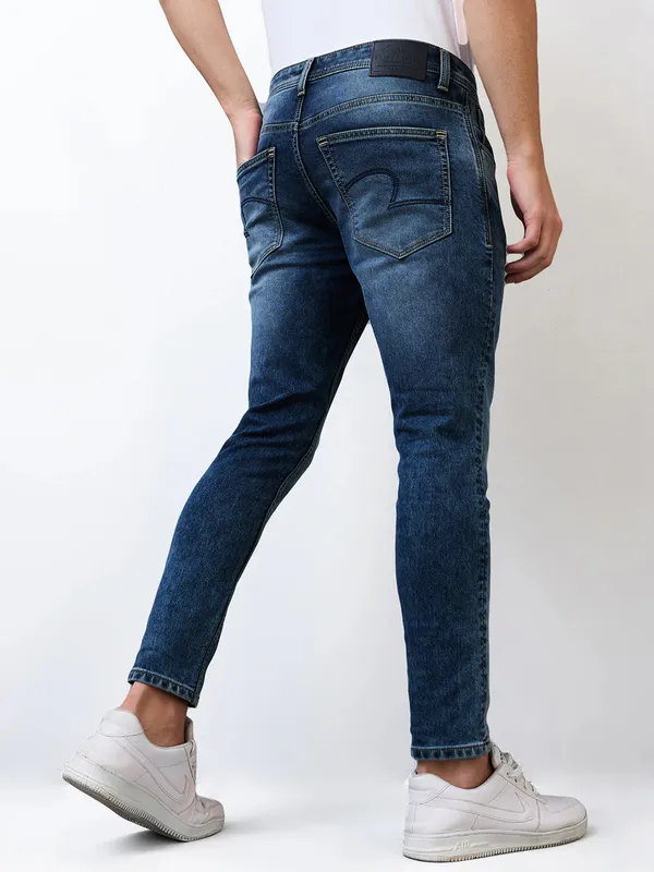 SPYKAR light blue washed slim fit denim jeans for men