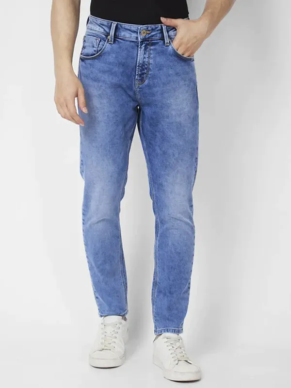 Spykar light blue washed slim fit jeans