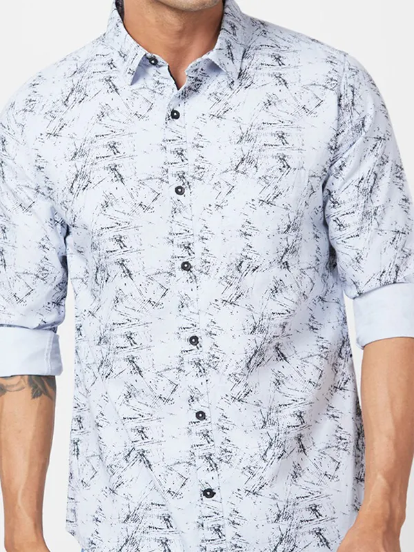 Spykar light grey printed shirt