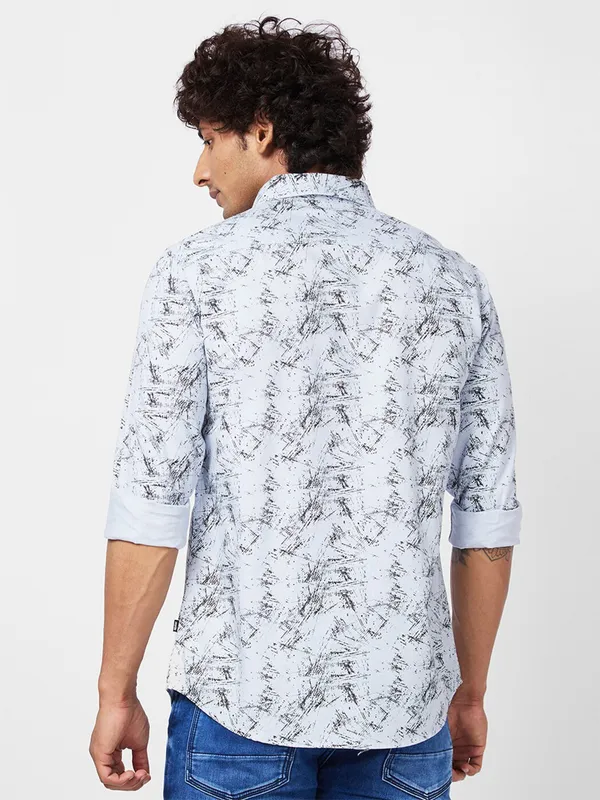 Spykar light grey printed shirt