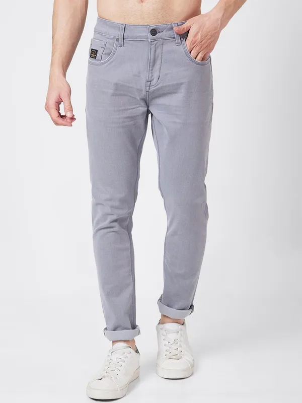 Spykar light grey solid skinny fit jeans