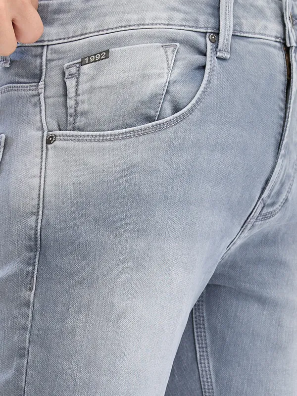 SPYKAR light grey washed slim fit denim jeans