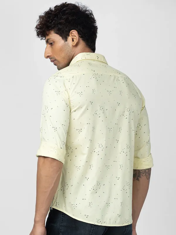 Spykar light yellow cotton shirt