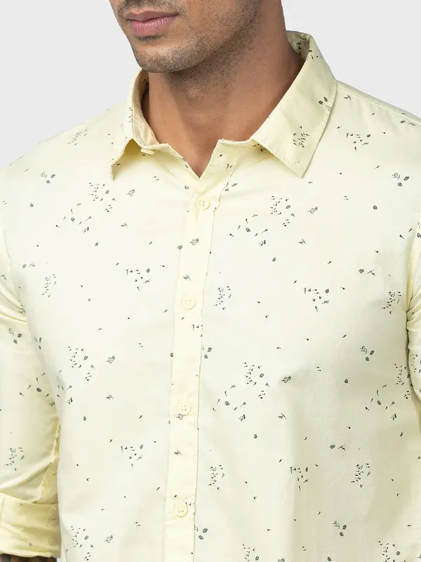 Spykar light yellow cotton shirt